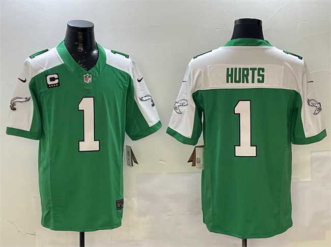 Men's Philadelphia Eagles #1 Jalen Hurts Green White F.U.S.E. 4-Star C Patch Vapor Untouchable Limited Stitched Jersey Dzhi,We sell and wholesale Men's Philadelphia Eagles #1 Jalen Hurts Green White F.U.S.E. 4-Star C Patch Vapor Untouchable Limited Stitched Jersey Dzhi on line form chian!